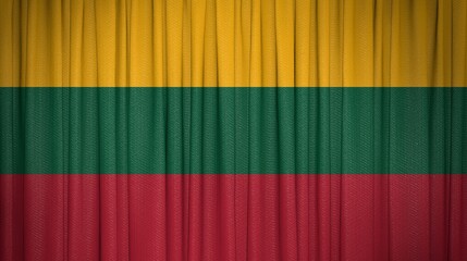 Lithuania, Republic of Lithuania Flag and Theater Curtain Image.