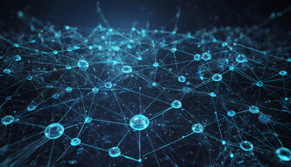 Futuristic Blue Digital Network &ndash; Cyber, Internet, and Business Connections