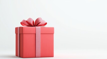 Obraz premium Pink gift box with ribbon on white isolated background. Perfect for celebrations and decorations.