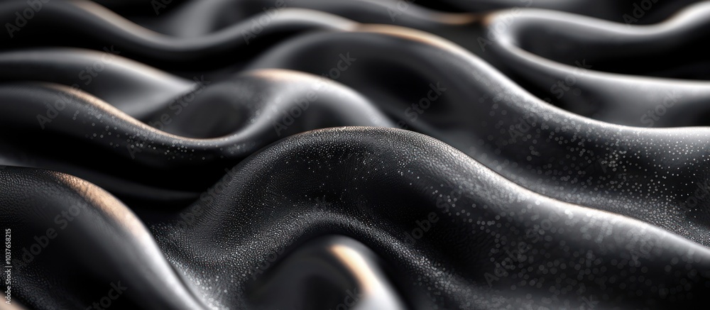 Poster abstract black fabric with flowing waves and soft texture.