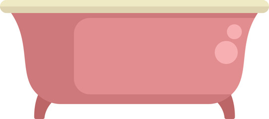 Pink bathtub standing in the bathroom, a vector illustration in flat style
