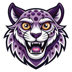 Fototapeta premium Purple Spotted Feline Mascot Cartoon Illustration