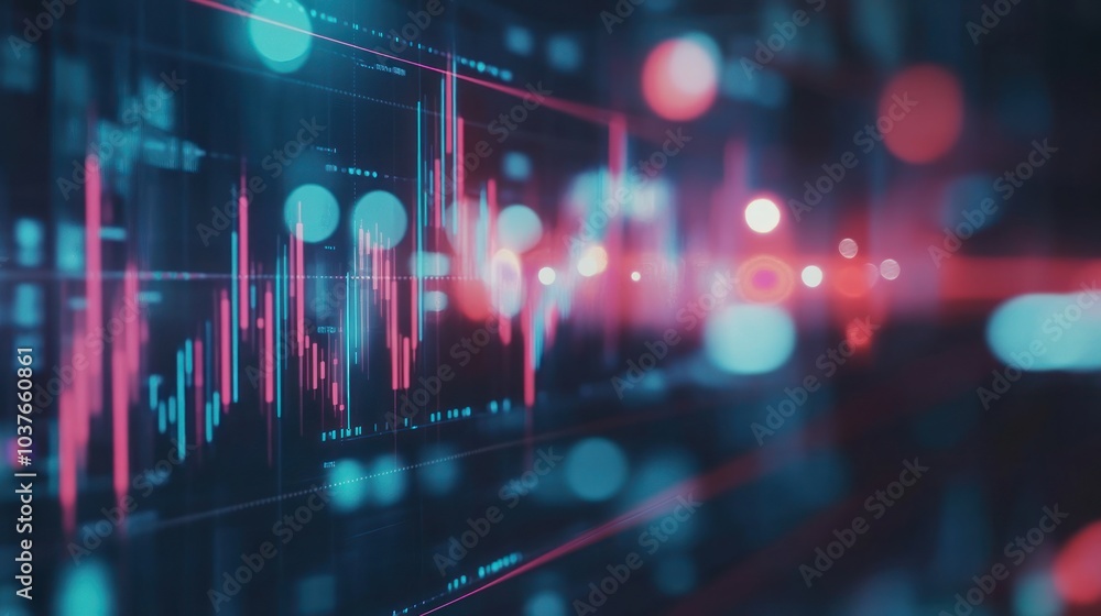 Poster abstract stock market graph with bokeh effect