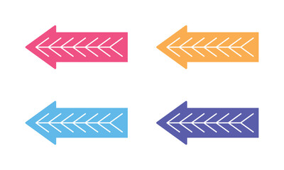 Vector Left Arrow Icon Set In Multiple Color