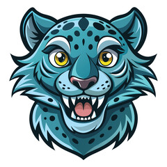 Obraz premium Blue Feline Cartoon Mascot Head with Spots
