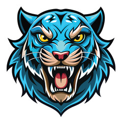 Obraz premium Blue Tiger Head Mascot Design Illustration
