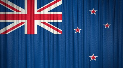 New Zealand flag, New Zealand Commonwealth of Nations and Theater Curtain Image.