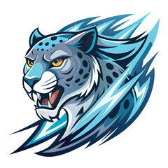 Snow Leopard Mascot Design with Blue Lightning