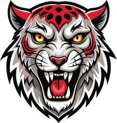 Obraz premium Ferocious White Tiger Head with Red Markings