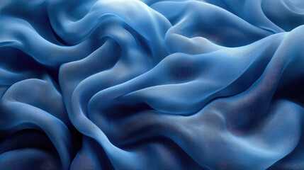 Obraz premium The delicate blue fabric flows softly, forming gentle waves and revealing its texture under warm, natural light