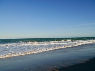 Fototapeta premium Landscape of the beach, Mediterranian cost of Spain, El Saler, Valencia, Spain