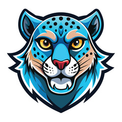 Fototapeta premium Blue Cheetah Mascot Head Cartoon Illustration