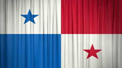 Panama flag, Republic of Panama and Theater Curtain Image.