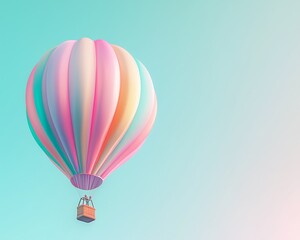 Obraz premium A vibrant balloon in soft pastel colors floating against a serene turquoise sky.