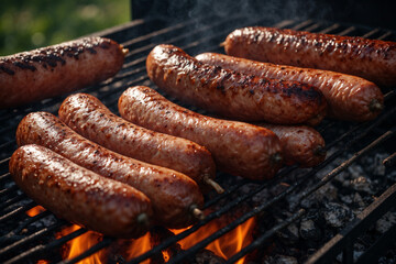 Sausages grilled on the grill