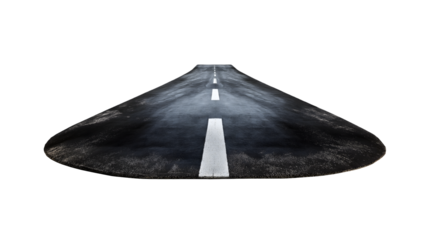 floating section of a road isolated on a transparent background