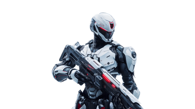 neocyber soldier on a white background