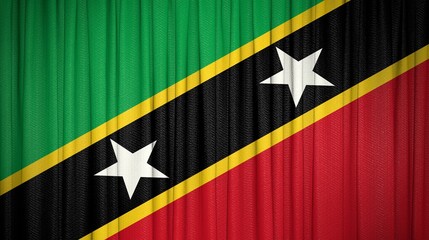  Saint Kitts and Nevis flag, Federation of Saint Kitts and Nevis and Theater Curtain Image.