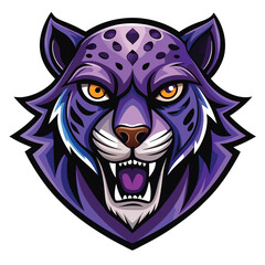 Fototapeta premium Purple Feline Mascot Head Roaring Fiercely