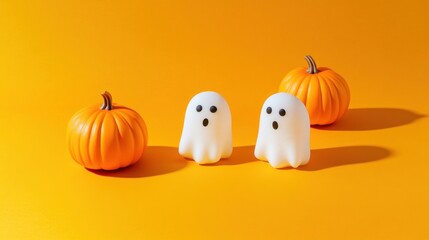 Cute Halloween Ghosts and Pumpkins