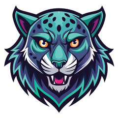 Obraz premium Neon Blue Snow Leopard Mascot Design Illustration