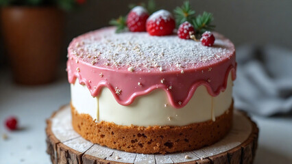 winter style cake with elegant decoration