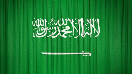 Saudi Arabia flag, Kingdom of Saudi Arabia and Theater Curtain Image.