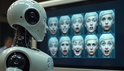 Fototapeta premium Robot Contemplates Human Emotion