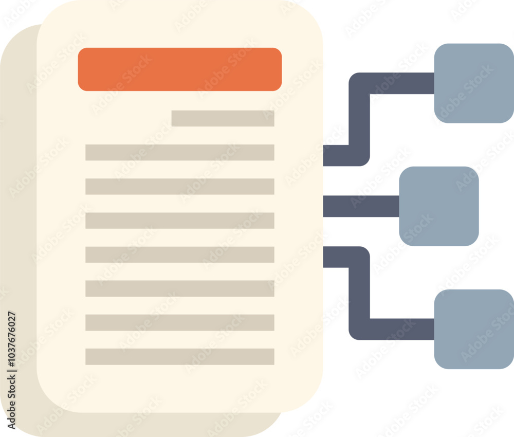 Poster data is being organized and connected to a document with lines and squares in this icon
