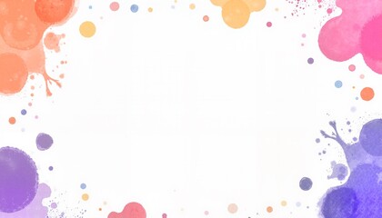 Colorful watercolor blobs in pastel hues with copy space