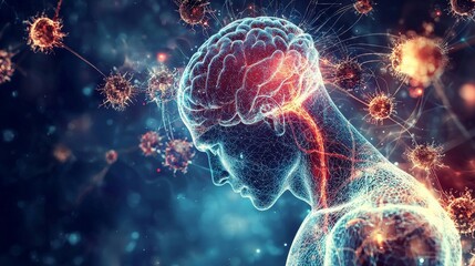A detailed visualization of cortisol release in response to stress, showing its impact on the body