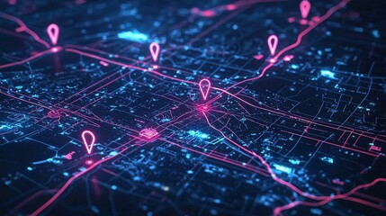 Obraz premium A digital map displaying crime hotspots in a city, with markers indicating recent incidents