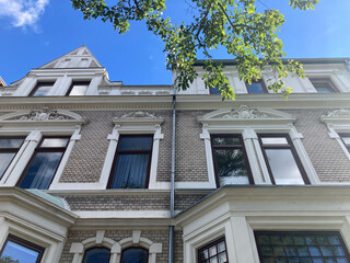 Altbaufassaden im grünen Ostertorviertel in Bremen, Altbremer Häuser	