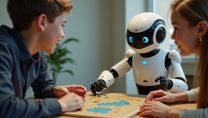 Robot Joins the Fun in a Lively Game Night Scene