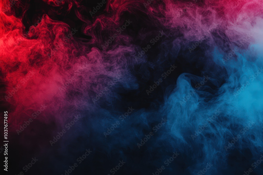 Poster abstract smoke background with intertwining red and blue fog, creating a mysterious and dramatic vis