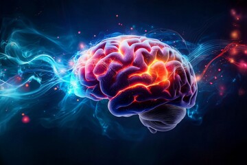 Vibrant Artistic Rendering of Brain Waves