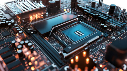 パソコンの基盤の上に置いたCPU