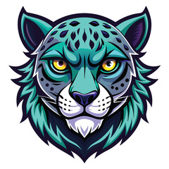 Obraz premium Blue Grey Snow Leopard Mascot Illustration