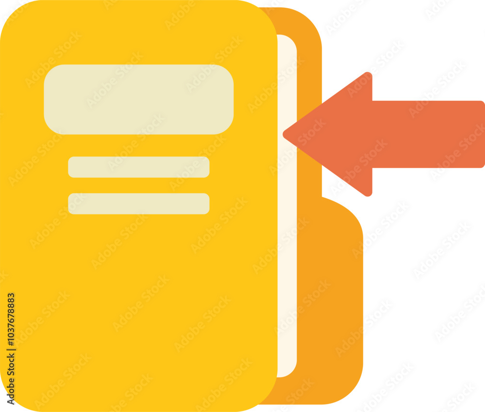 Poster red arrow pointing at open yellow folder representing data input, data storage, file management