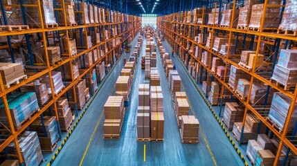 Fototapeta premium Large Warehouse with Efficient Logistics Management