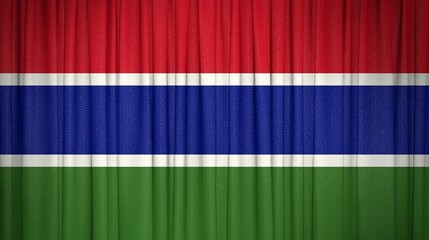 The Gambia flag, Republic of The Gambia and Theater Curtain Image.