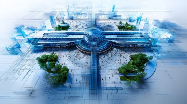 Expansive Blueprint of Public Transportation Hub Design