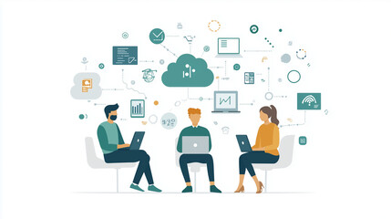A Business Communication Themed Picture: Digitalization, Cybersecurity, Cloud Computing, Web Service, SAAS, IT