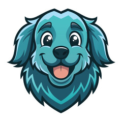 Fototapeta premium Smiling Blue Cartoon Dog Head Illustration