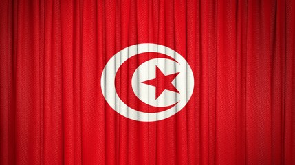 Tunisian flag, Republic of Tunisia and Theater Curtain Image.