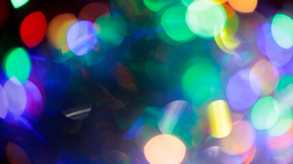 Fototapeta premium Colorful Defocused Bokeh Lights on Flowing Gradient Background for Joyful Celebration