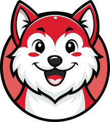 Smiling Red Husky Cartoon Mascot Logo Design