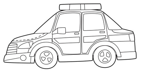 Coloring page police car vehicle coloring page isolated illustration for children