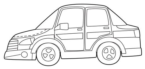 Coloring page police car vehicle coloring page isolated illustration for children