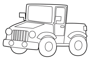 cartoon funny off road car vehicle truck coloring page isolated illustration for children